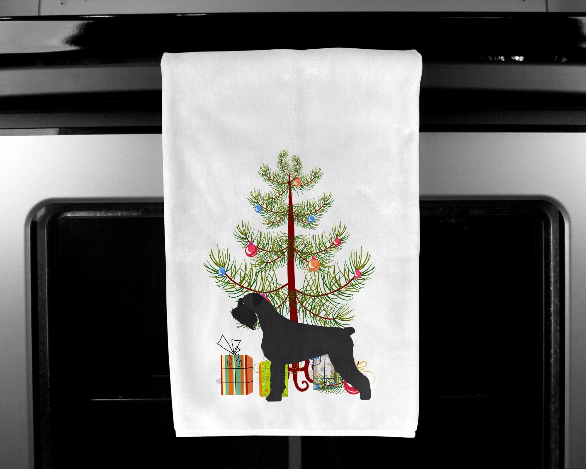 Giant Schnauzer Merry Christmas Tree White Kitchen Towel Set of 2 BB2991WTKT by Caroline's Treasures