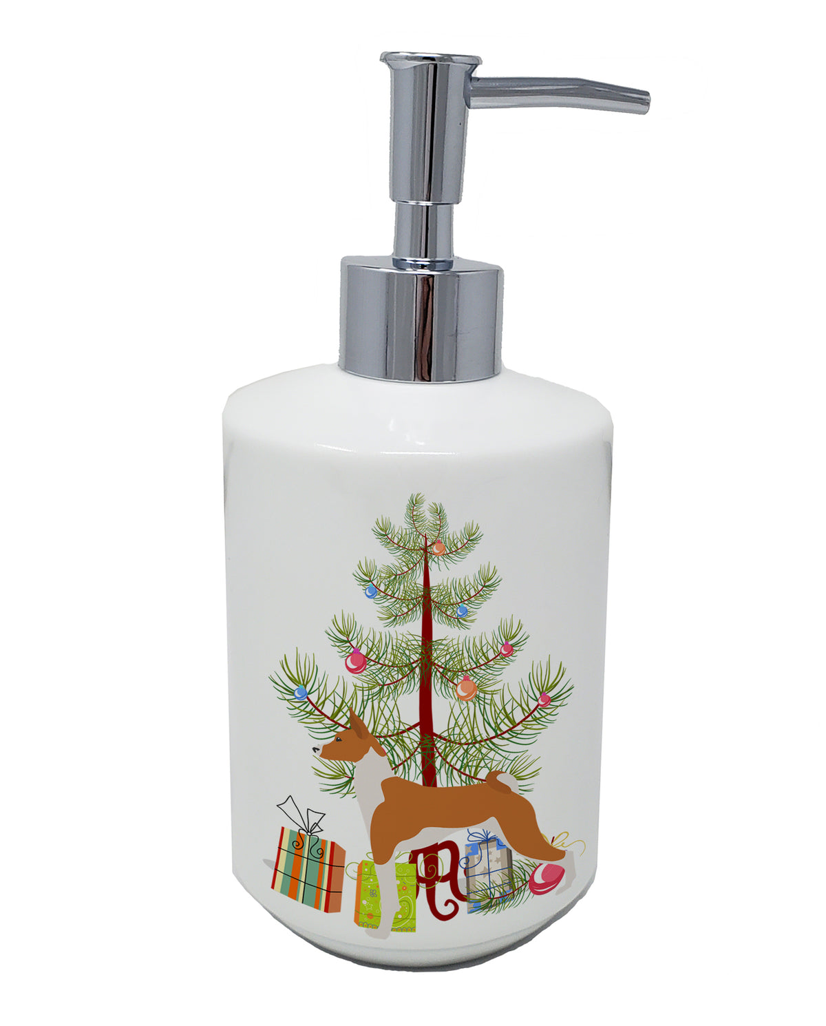 Buy this Basenji Merry Christmas Tree Ceramic Soap Dispenser