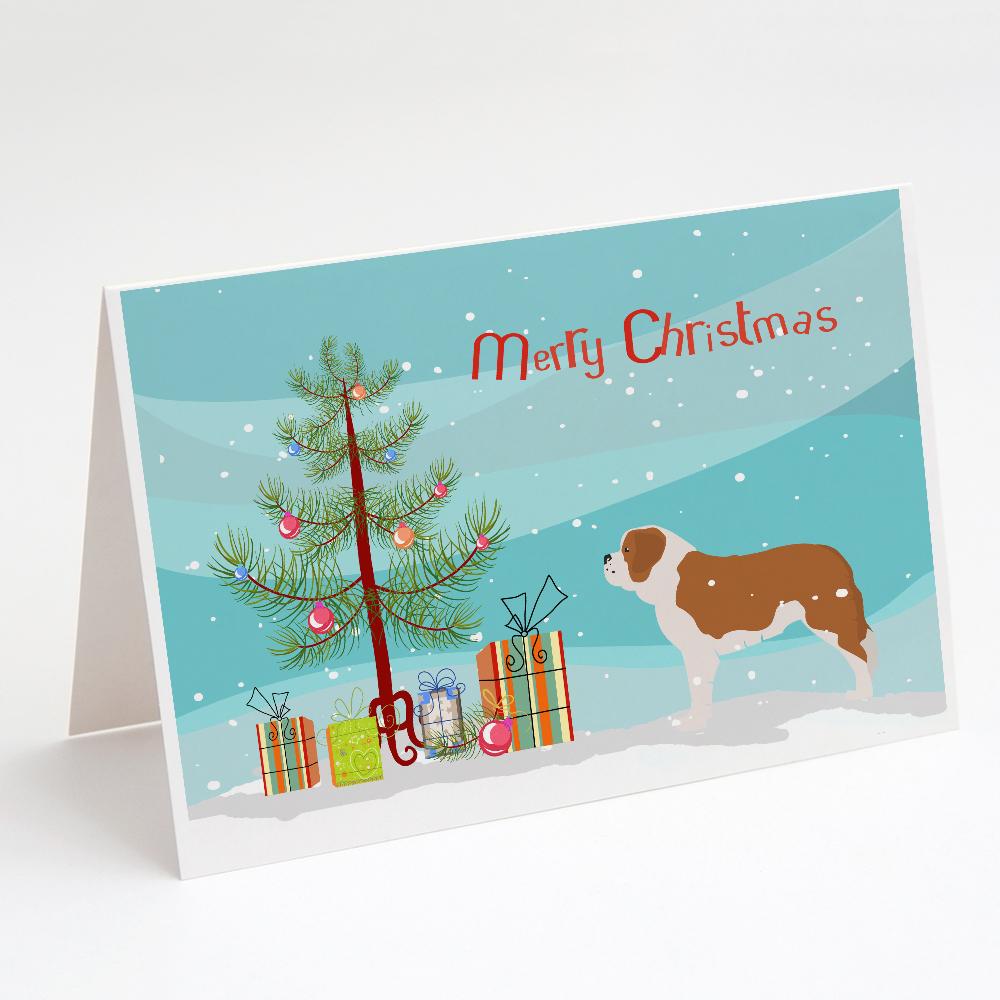 Buy this Saint Bernard Merry Christmas Tree Greeting Cards and Envelopes Pack of 8