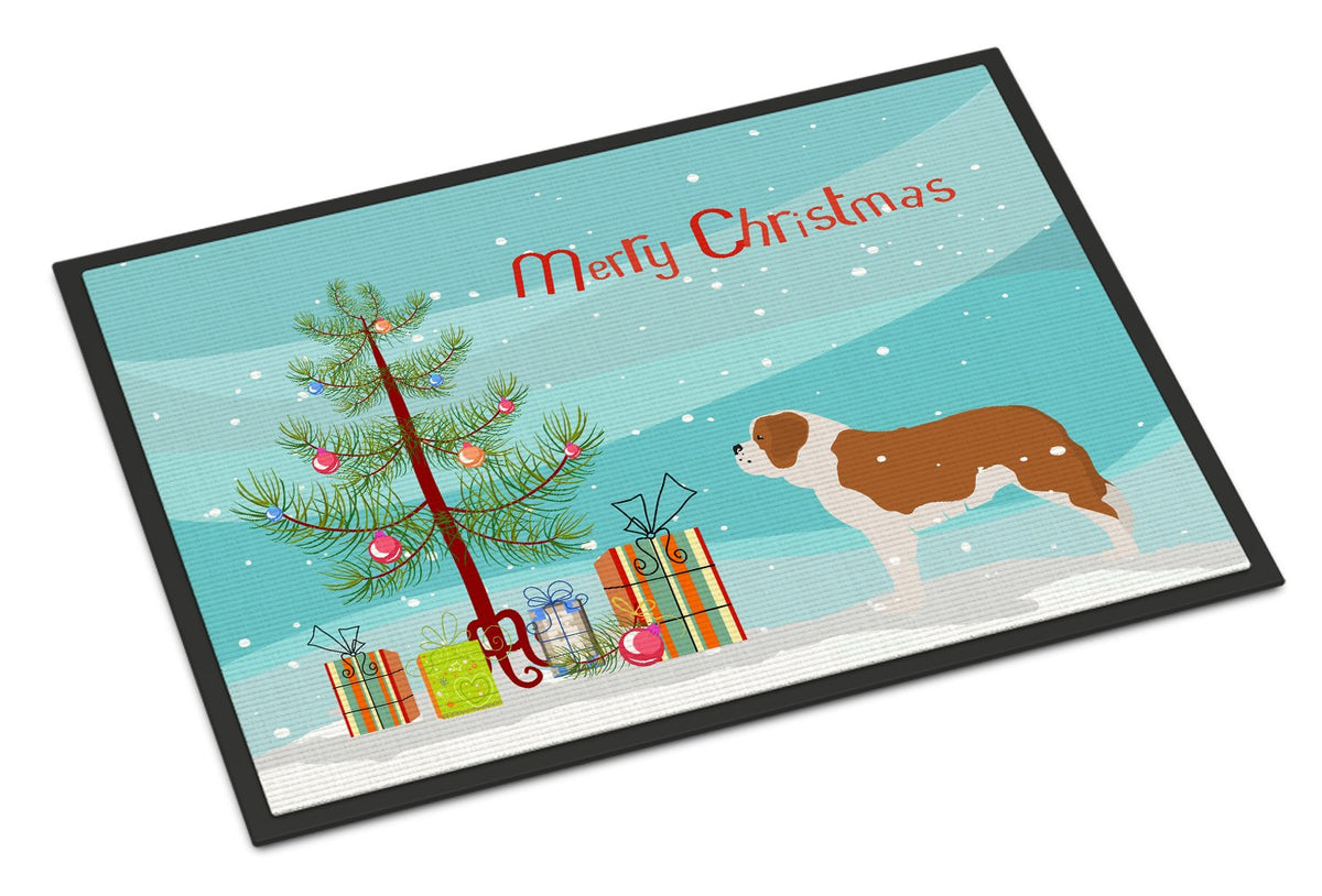 Saint Bernard Merry Christmas Tree Indoor or Outdoor Mat 24x36 BB2994JMAT by Caroline&#39;s Treasures