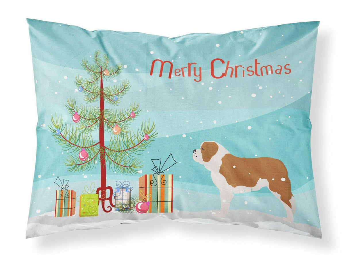 Saint Bernard Merry Christmas Tree Fabric Standard Pillowcase BB2994PILLOWCASE by Caroline&#39;s Treasures