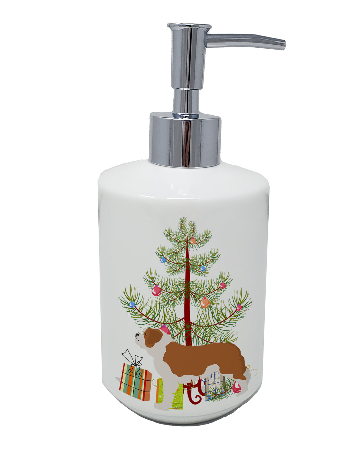 Buy this Saint Bernard Merry Christmas Tree Ceramic Soap Dispenser