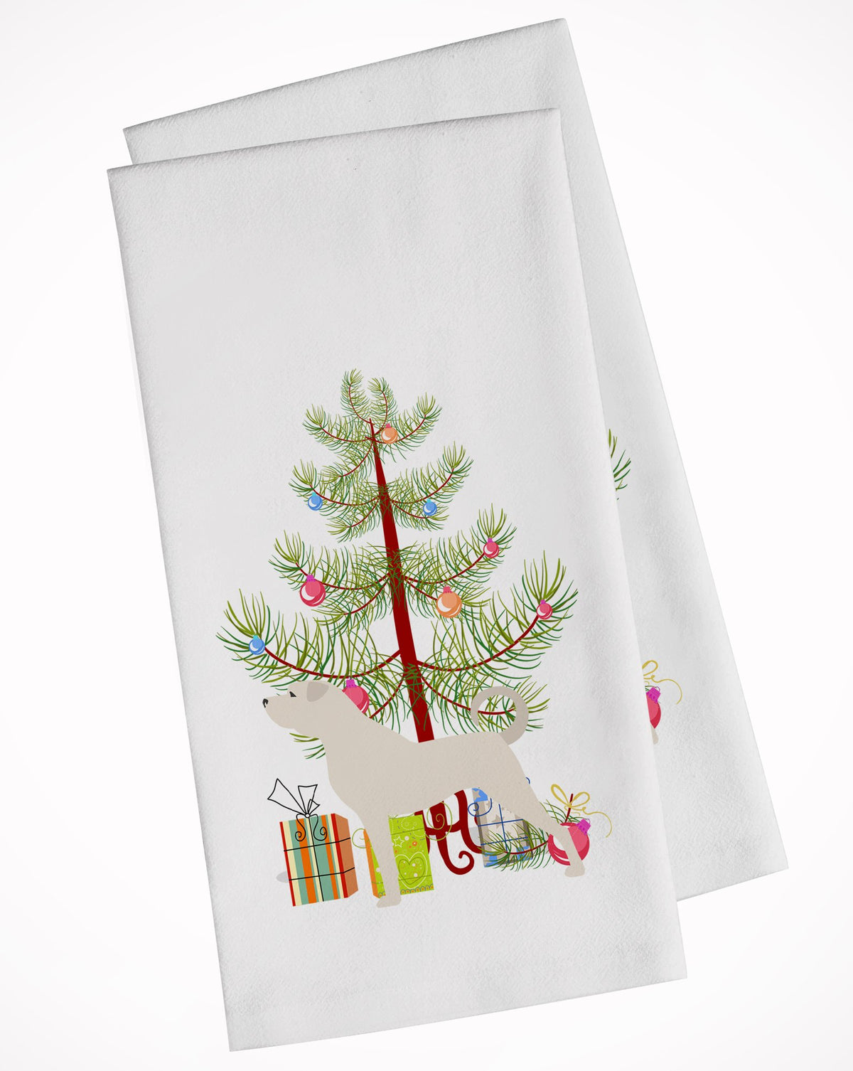 Anatolian Shepherd Merry Christmas Tree White Kitchen Towel Set of 2 BB2995WTKT by Caroline&#39;s Treasures