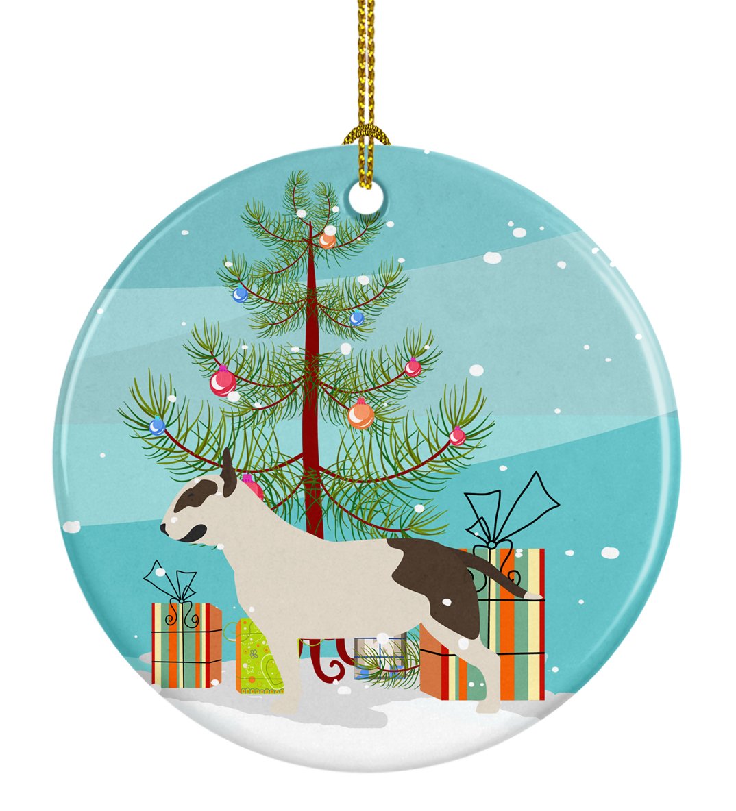 Bull Terrier Merry Christmas Tree Ceramic Ornament BB2996CO1 by Caroline&#39;s Treasures