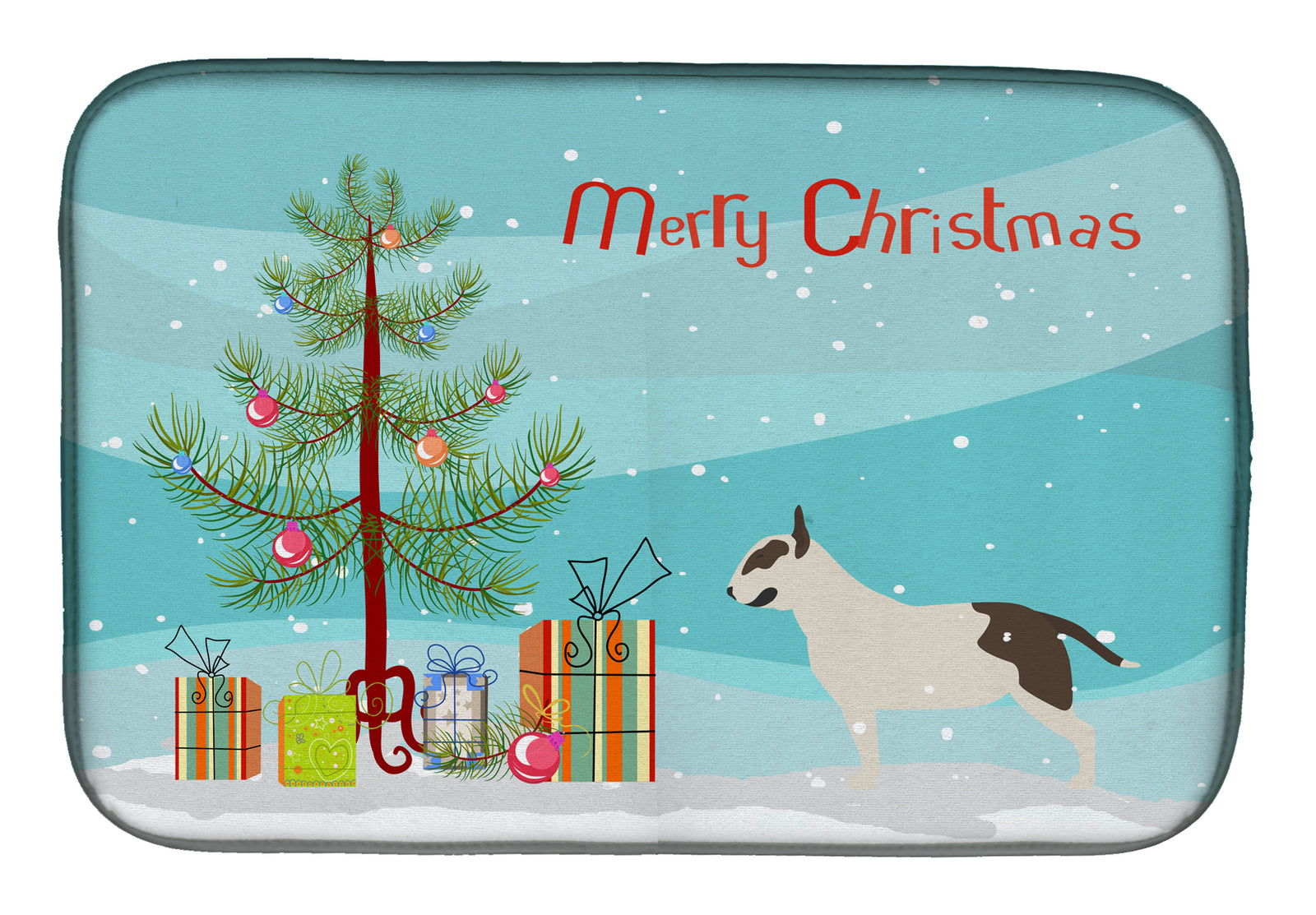 Bull Terrier Merry Christmas Tree Dish Drying Mat BB2996DDM