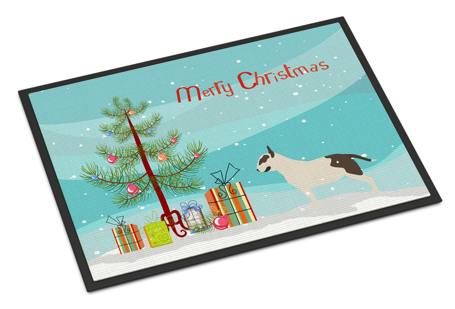Bull Terrier Merry Christmas Tree Indoor or Outdoor Mat 18x27 BB2996MAT - the-store.com