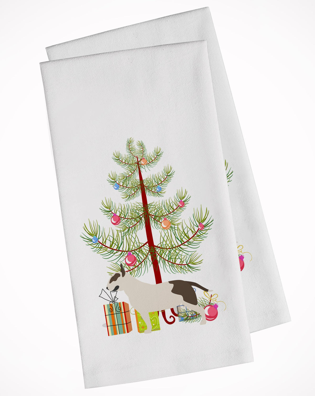 Bull Terrier Merry Christmas Tree White Kitchen Towel Set of 2 BB2996WTKT by Caroline&#39;s Treasures