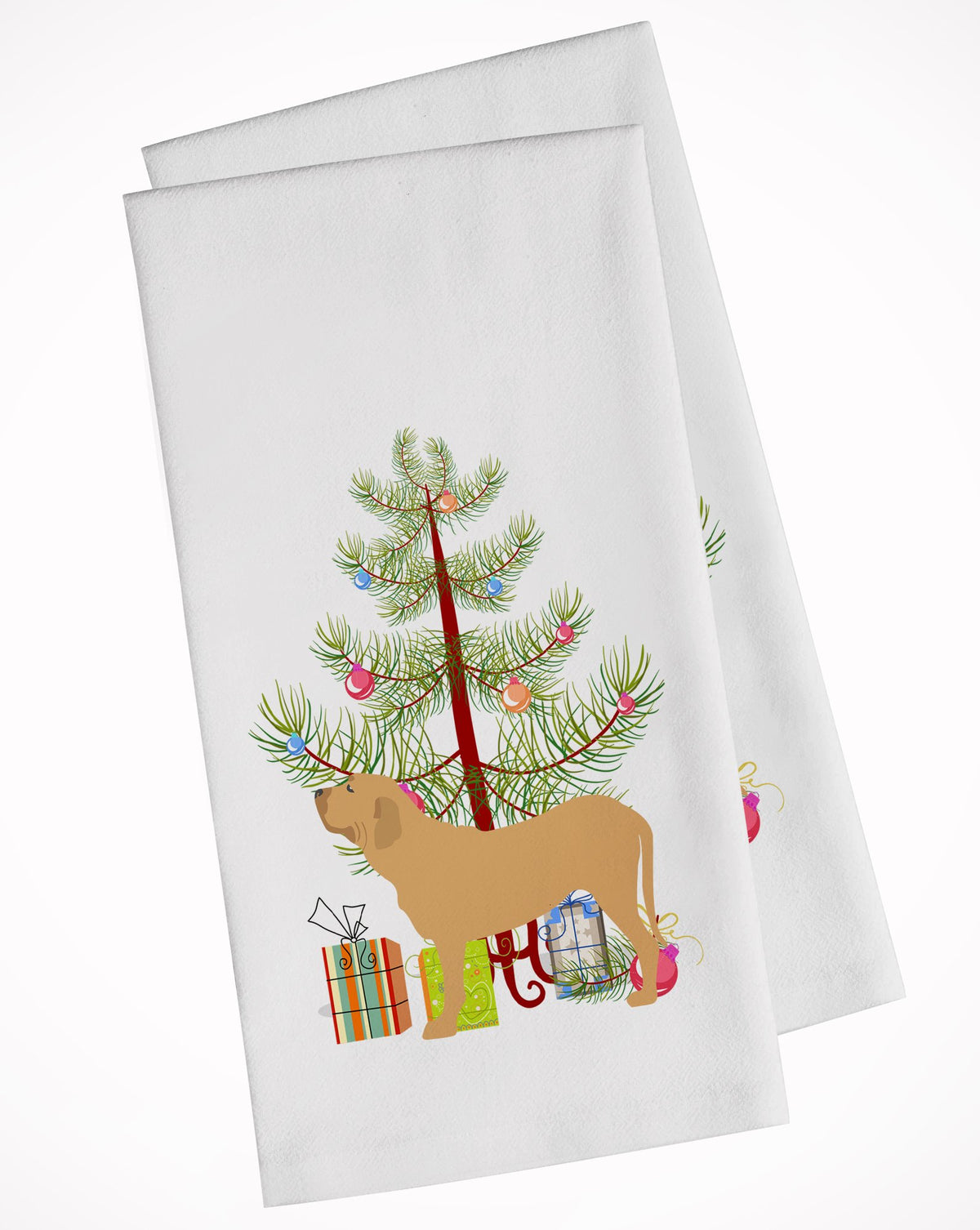 Fila Brasileiro Merry Christmas Tree White Kitchen Towel Set of 2 BB2997WTKT by Caroline&#39;s Treasures