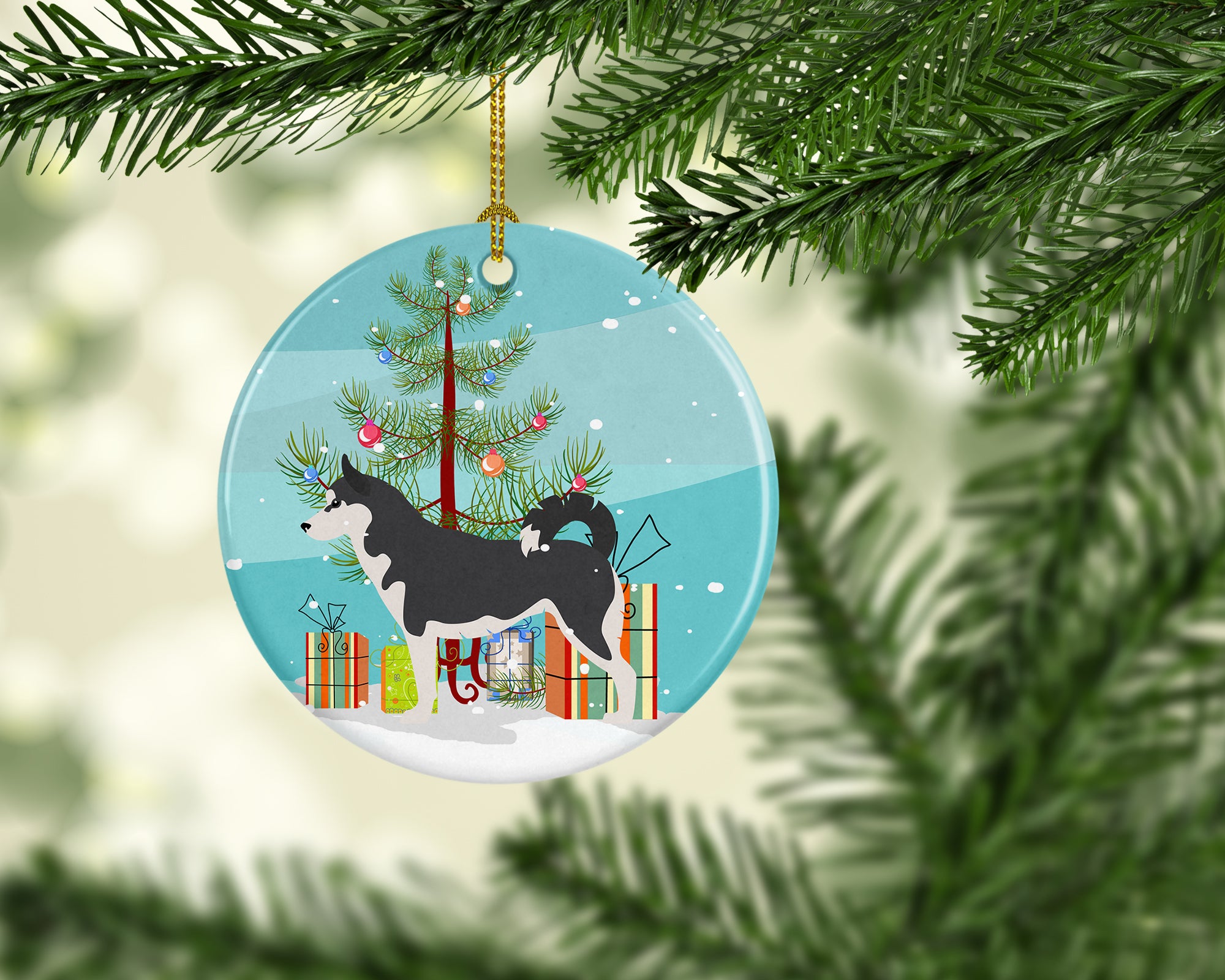 Siberian Husky Merry Christmas Tree Ceramic Ornament BB2998CO1 - the-store.com