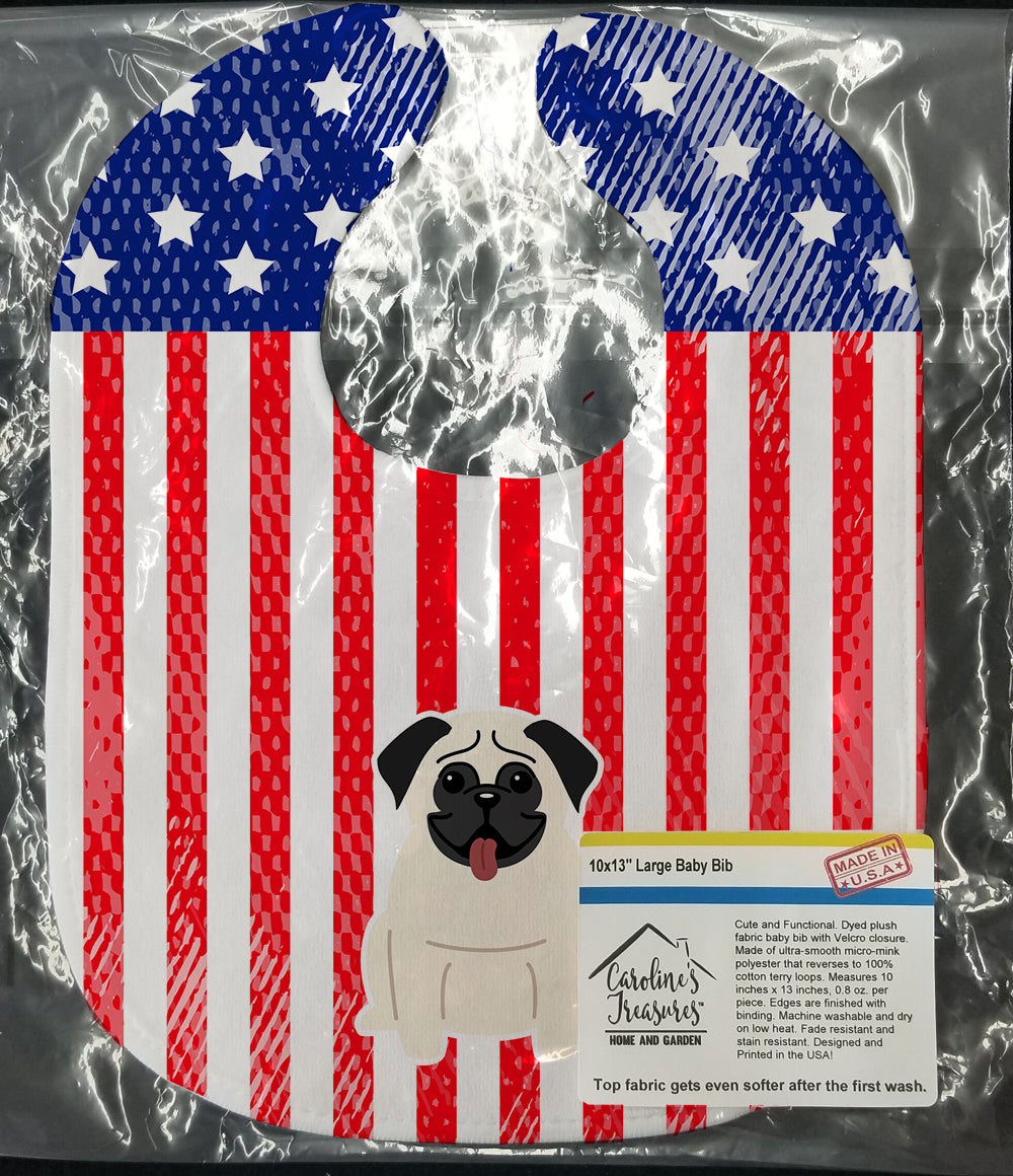 Patriotic USA Pug Cream Baby Bib BB2999BIB - the-store.com