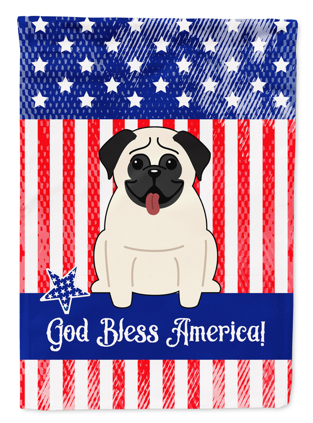 Patriotic USA Pug Cream Flag Garden Size BB2999GF