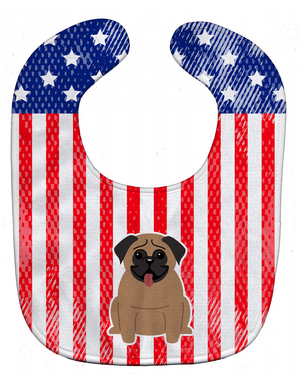 Patriotic USA Pug Brown Baby Bib BB3000BIB - the-store.com