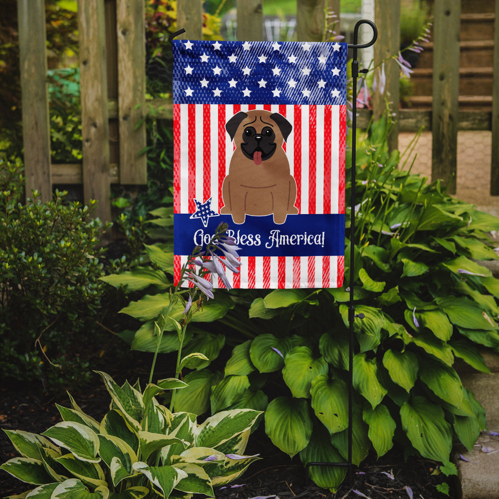 Patriotic USA Pug Brown Flag Garden Size  the-store.com.