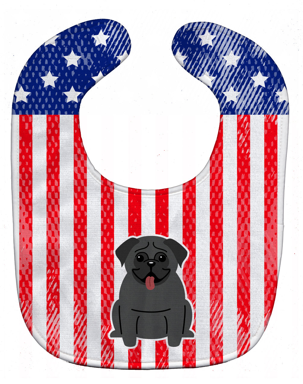 Patriotic USA Pug Black Baby Bib BB3001BIB - the-store.com