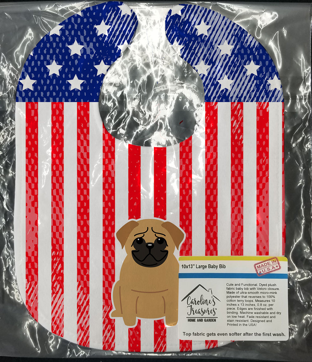 Patriotic USA Pug Brown Baby Bib BB3002BIB - the-store.com