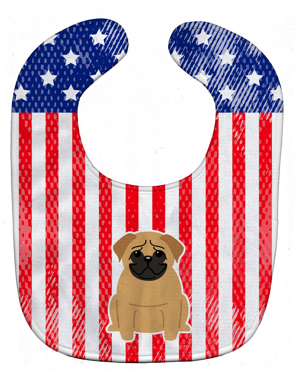Patriotic USA Pug Brown Baby Bib BB3002BIB - the-store.com