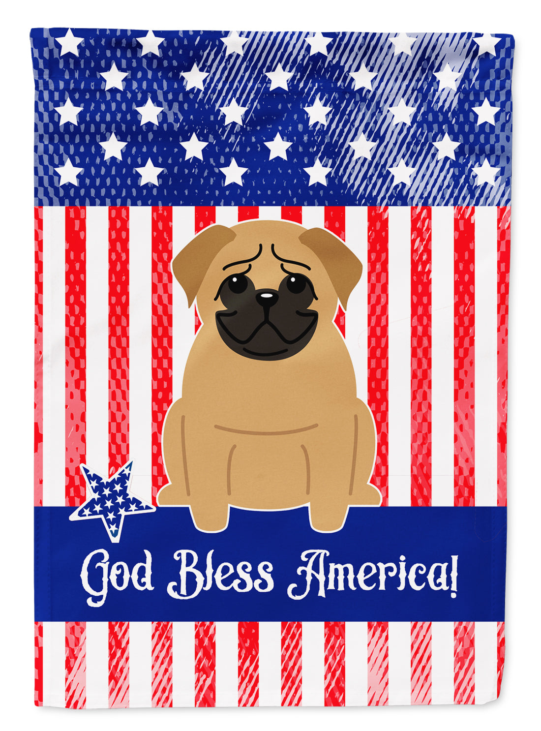 Patriotic USA Pug Brown Flag Garden Size BB3002GF