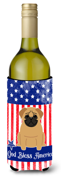 Patriotic USA Pug Brown Wine Bottle Beverge Insulator Hugger by Caroline's Treasures