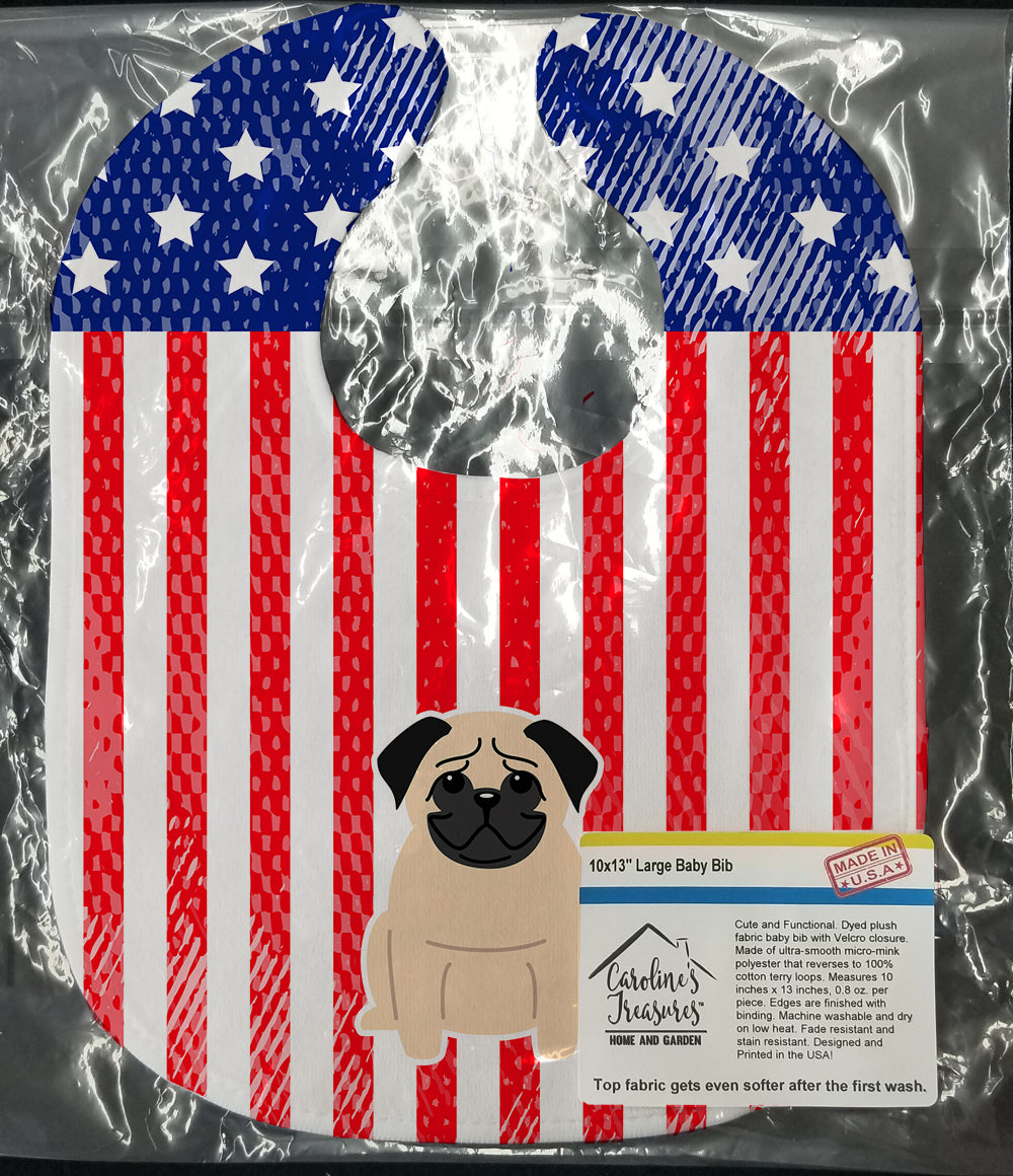 Patriotic USA Pug Fawn Baby Bib BB3003BIB - the-store.com