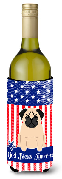 Patriotic USA Pug Fawn Wine Bottle Beverge Insulator Hugger by Caroline's Treasures