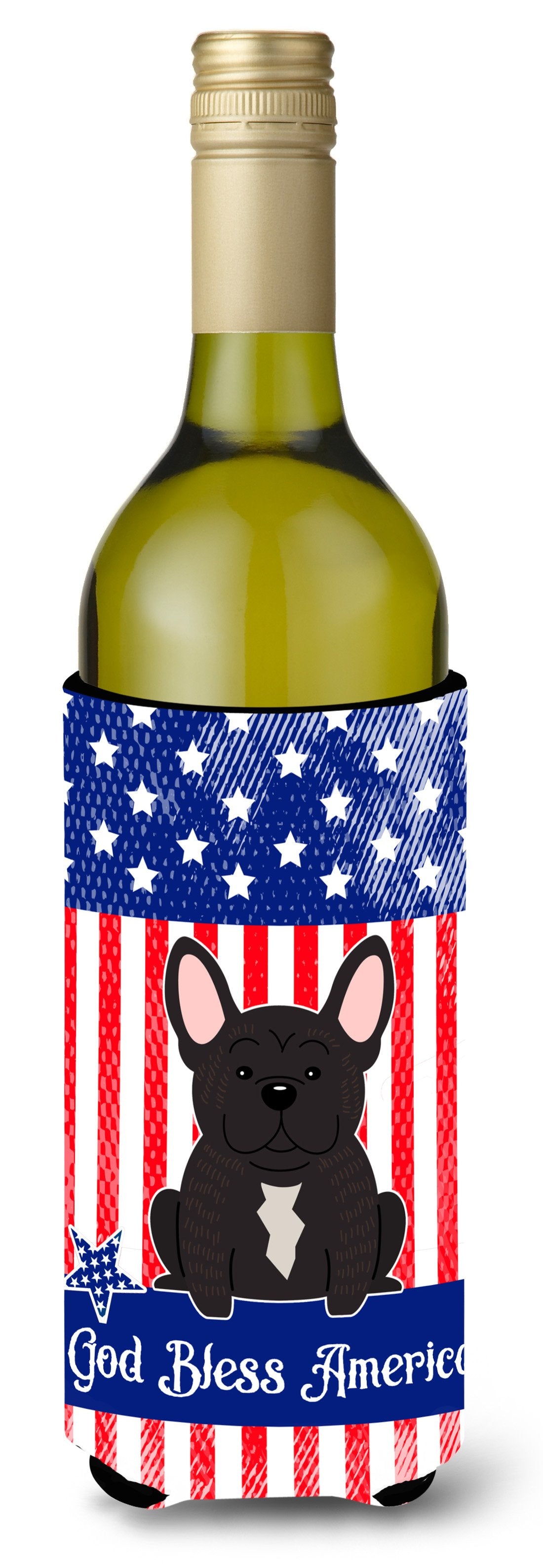 Patriotic USA French Bulldog Brindle Wine Bottle Beverge Insulator Hugger by Caroline&#39;s Treasures