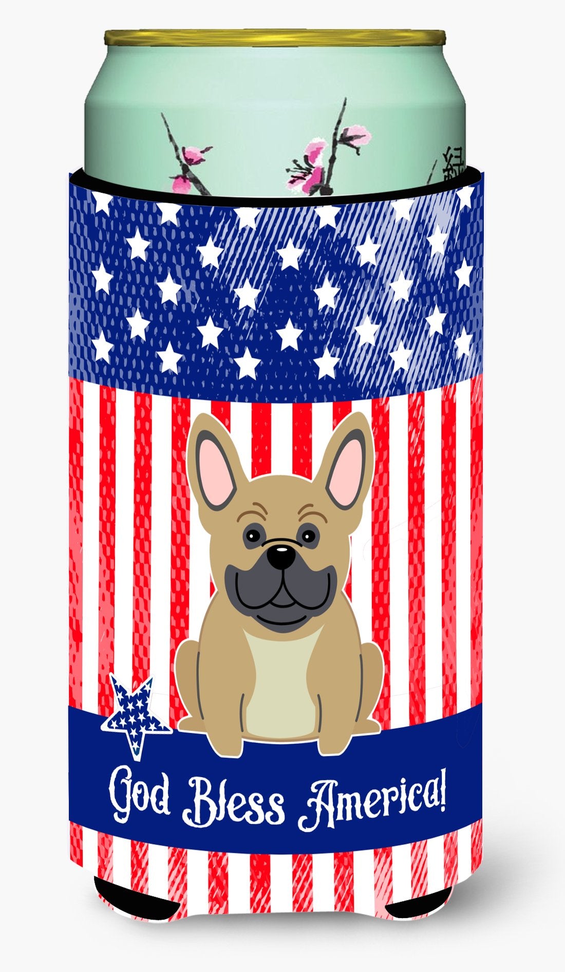Patriotic USA French Bulldog Cream Tall Boy Beverage Insulator Hugger by Caroline&#39;s Treasures
