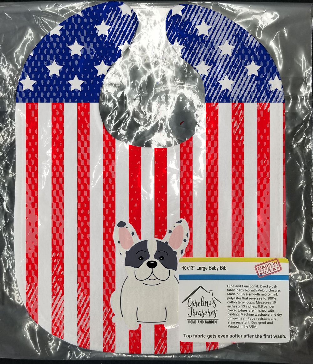 Patriotic USA French Bulldog Piebald Baby Bib BB3006BIB - the-store.com
