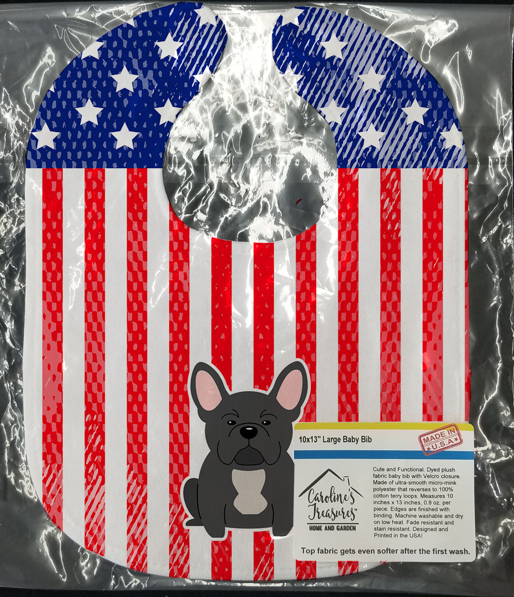 Patriotic USA French Bulldog Black Baby Bib BB3009BIB - the-store.com