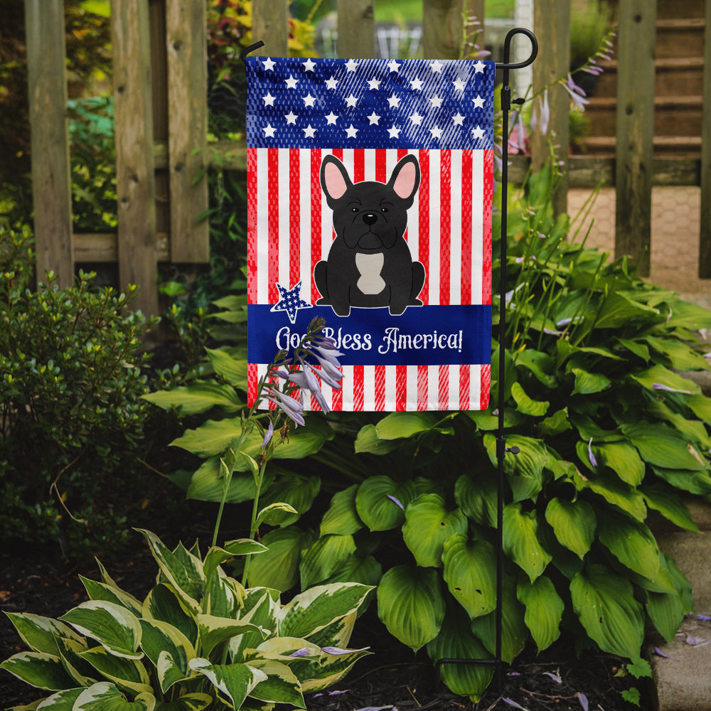 Patriotic USA French Bulldog Black Flag Garden Size  the-store.com.