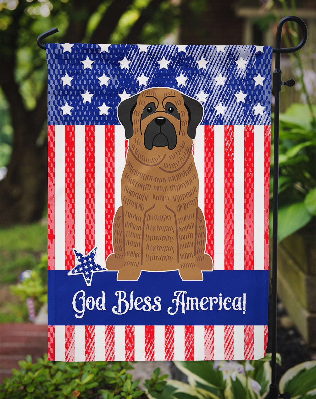 Patriotic USA Mastiff Brindle Flag Garden Size BB3010GF