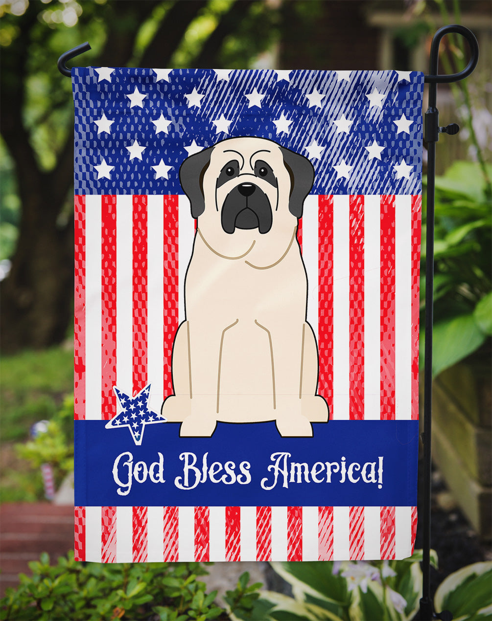 Patriotic USA Mastiff White Flag Garden Size