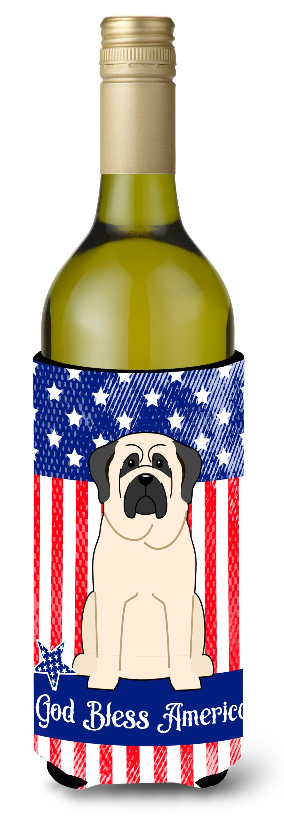Patriotic USA Mastiff White Wine Bottle Beverge Insulator Hugger by Caroline&#39;s Treasures