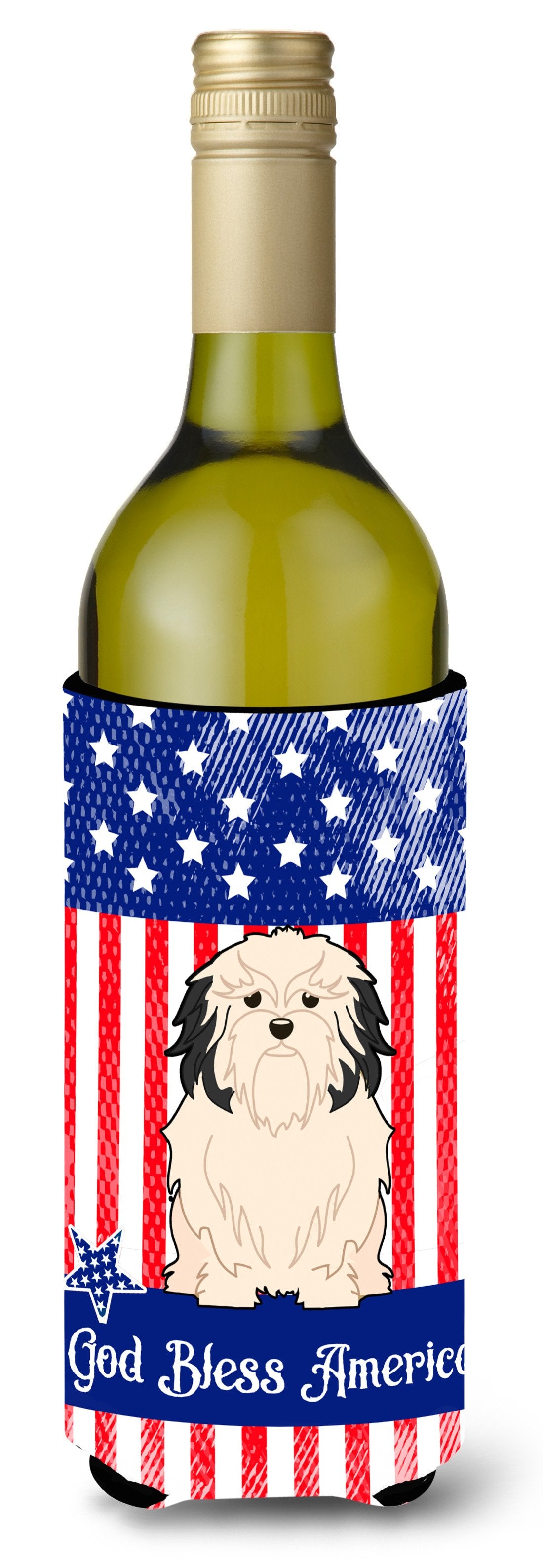 Patriotic USA Lowchen Wine Bottle Beverage Insulator Hugger by Caroline&#39;s Treasures