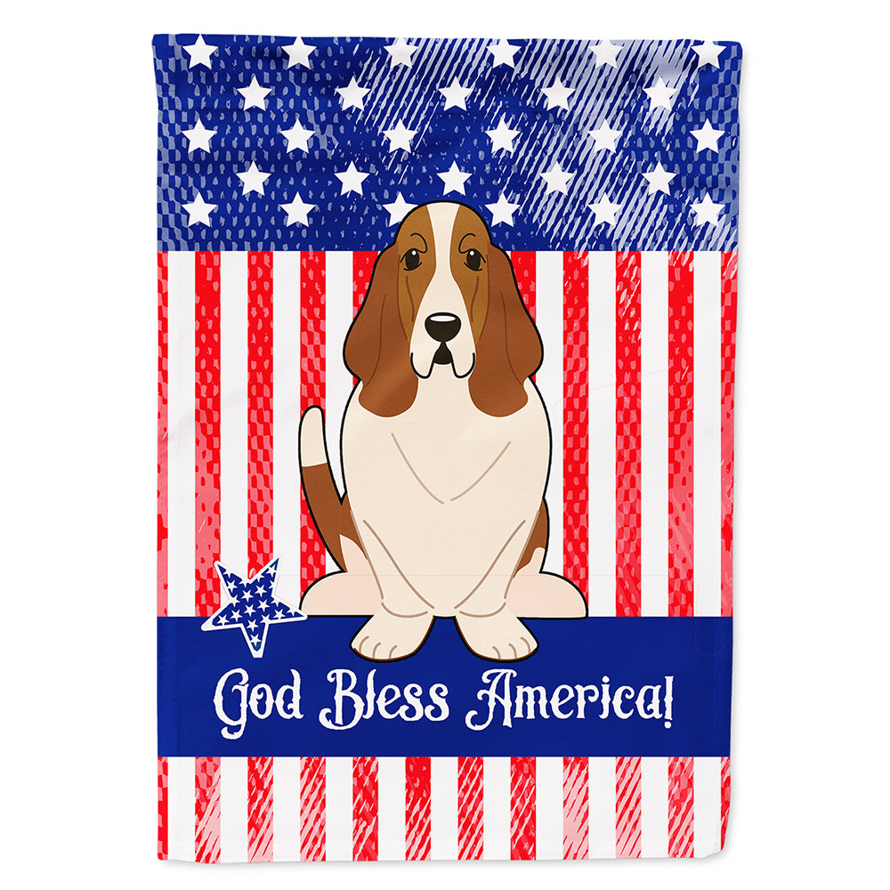 Patriotic USA Basset Hound Flag Canvas House Size BB3016CHF