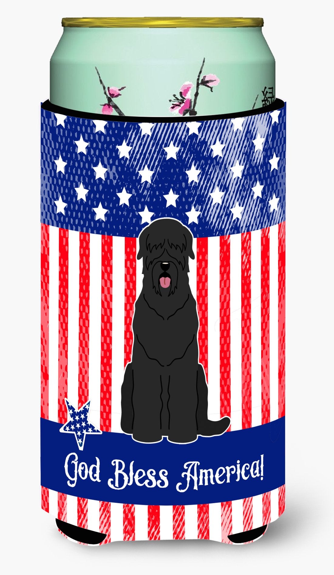 Patriotic USA Black Russian Terrier Tall Boy Beverage Insulator Hugger by Caroline&#39;s Treasures