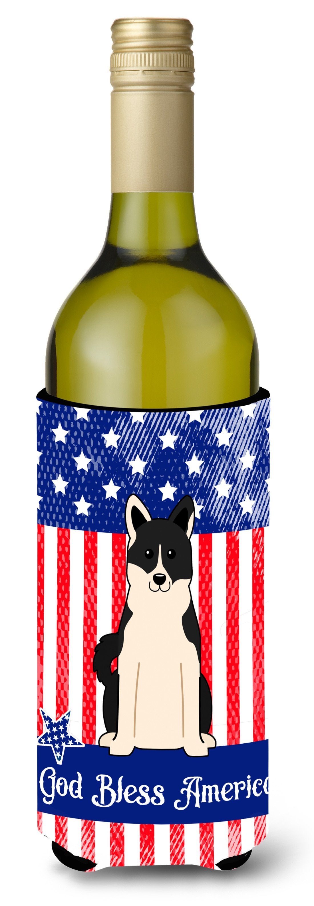 Patriotic USA Russo-European Laika Spitz Wine Bottle Beverge Insulator Hugger by Caroline&#39;s Treasures