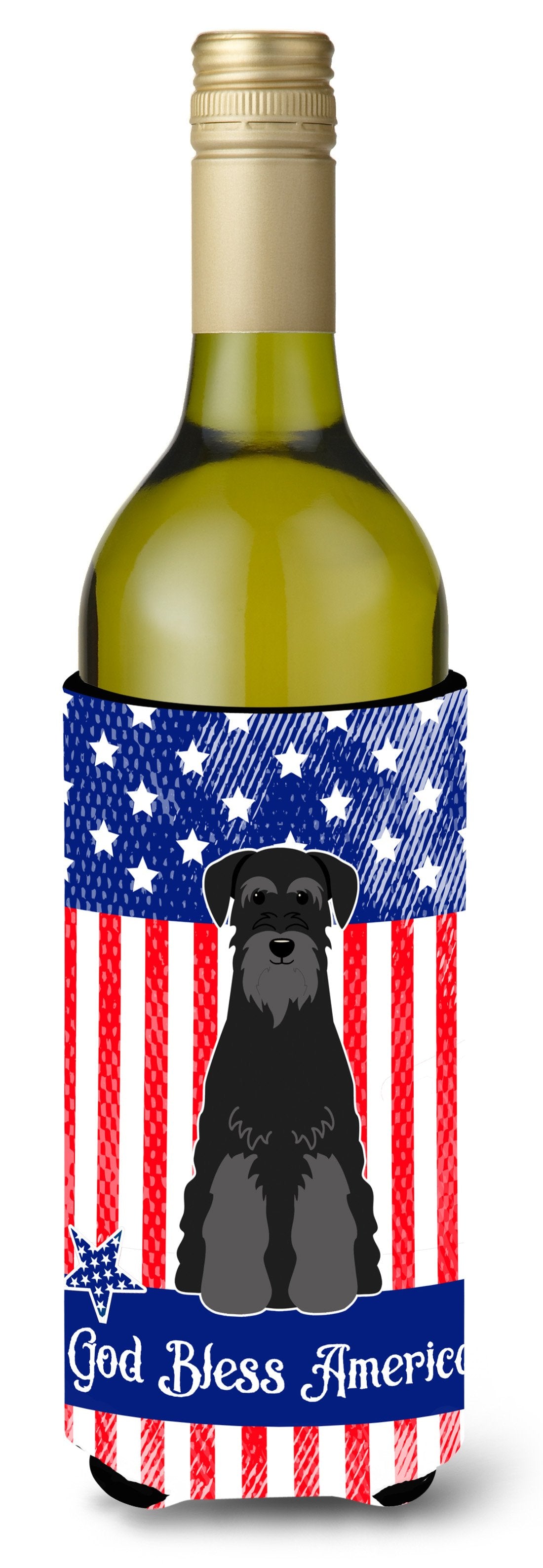 Patriotic USA Standard Schnauzer Black Wine Bottle Beverge Insulator Hugger by Caroline's Treasures
