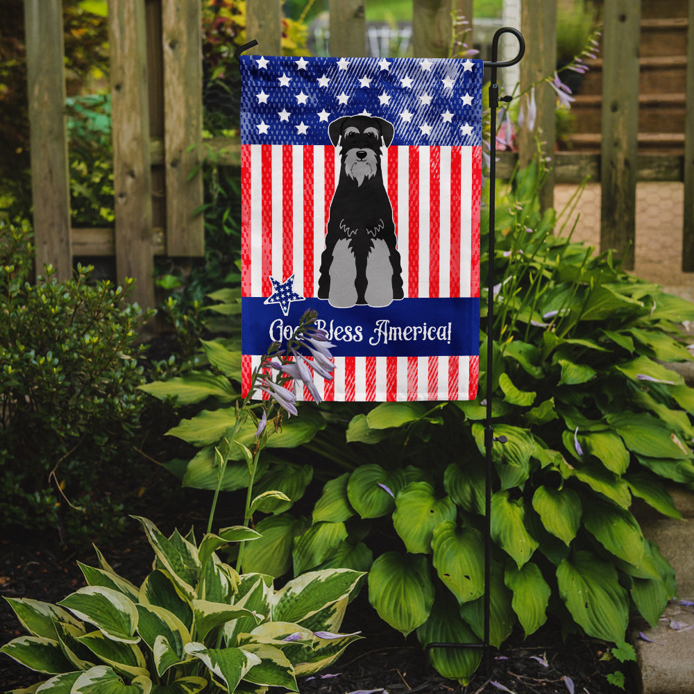 Patriotic USA Standard Schnauzer Black Grey Flag Garden Size