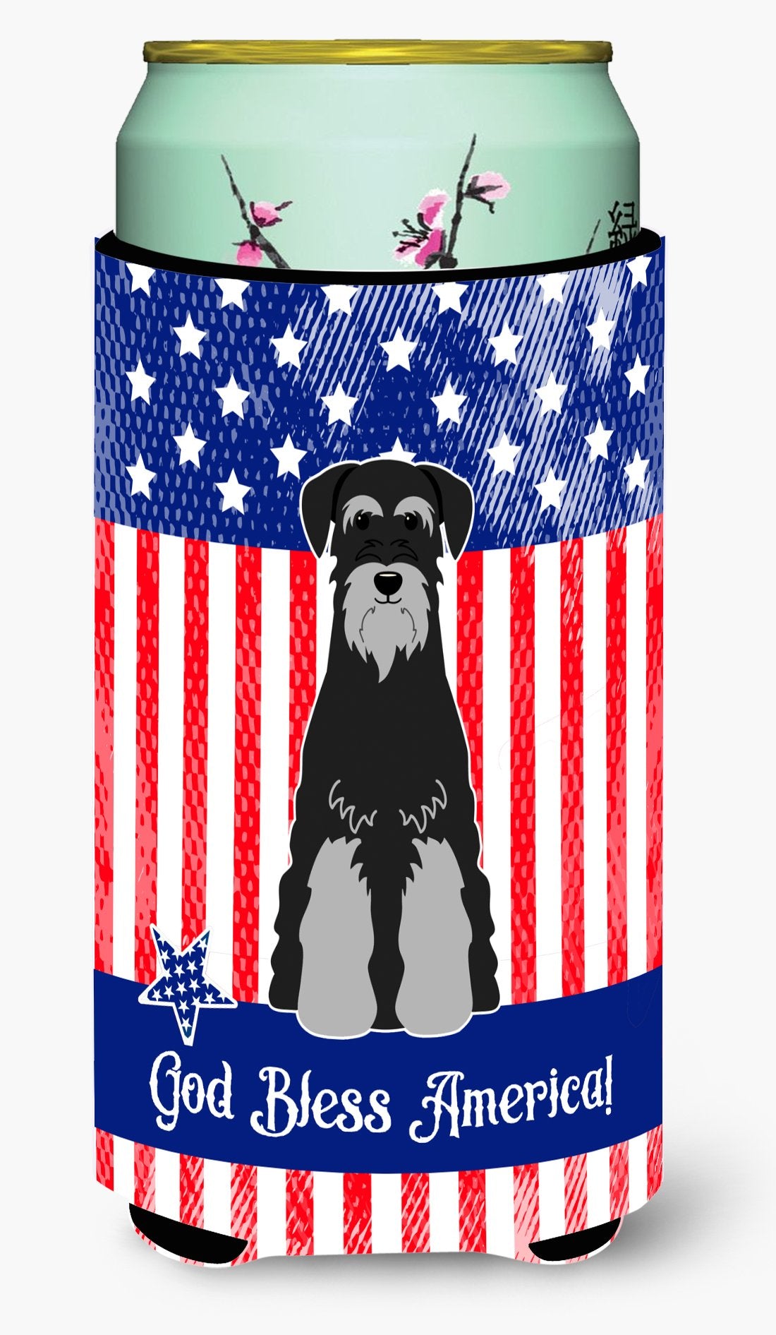Patriotic USA Standard Schnauzer Black Grey Tall Boy Beverage Insulator Hugger BB3029TBC by Caroline&#39;s Treasures