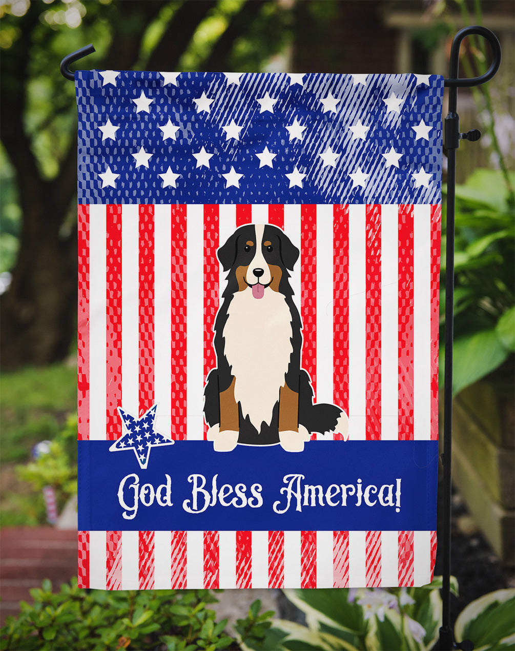 Patriotic USA Bernese Mountain Dog Flag Garden Size BB3031GF