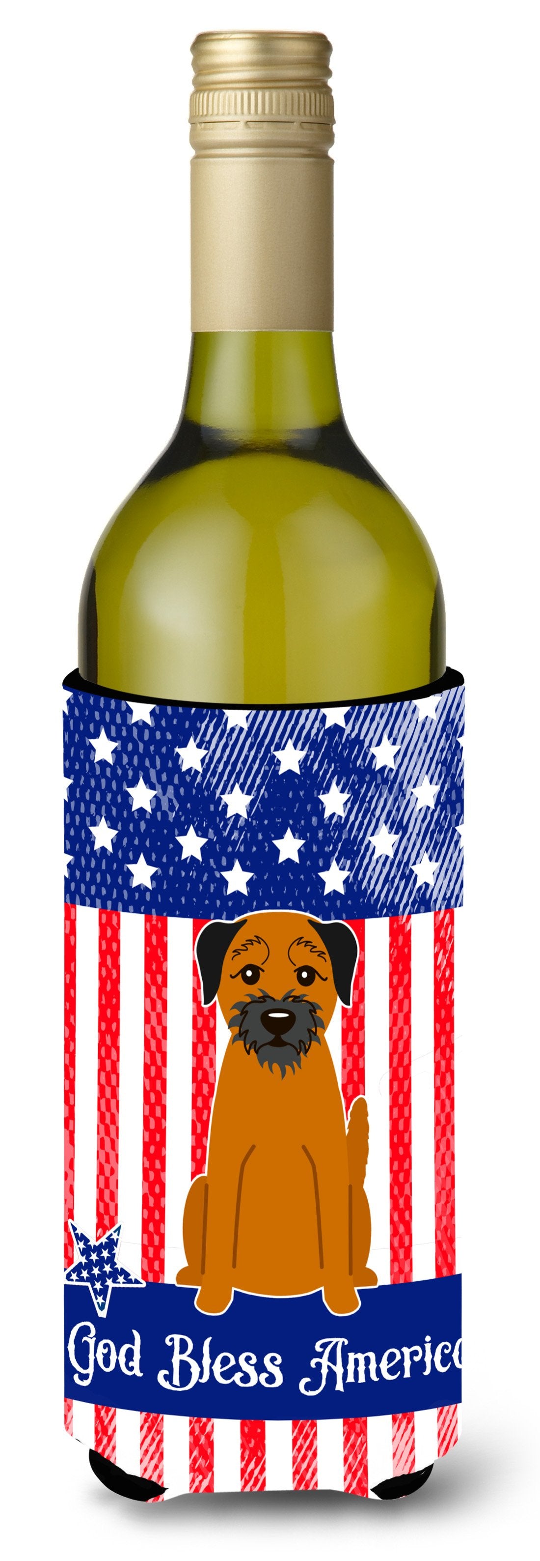 Patriotic USA Border Terrier Wine Bottle Beverge Insulator Hugger by Caroline&#39;s Treasures