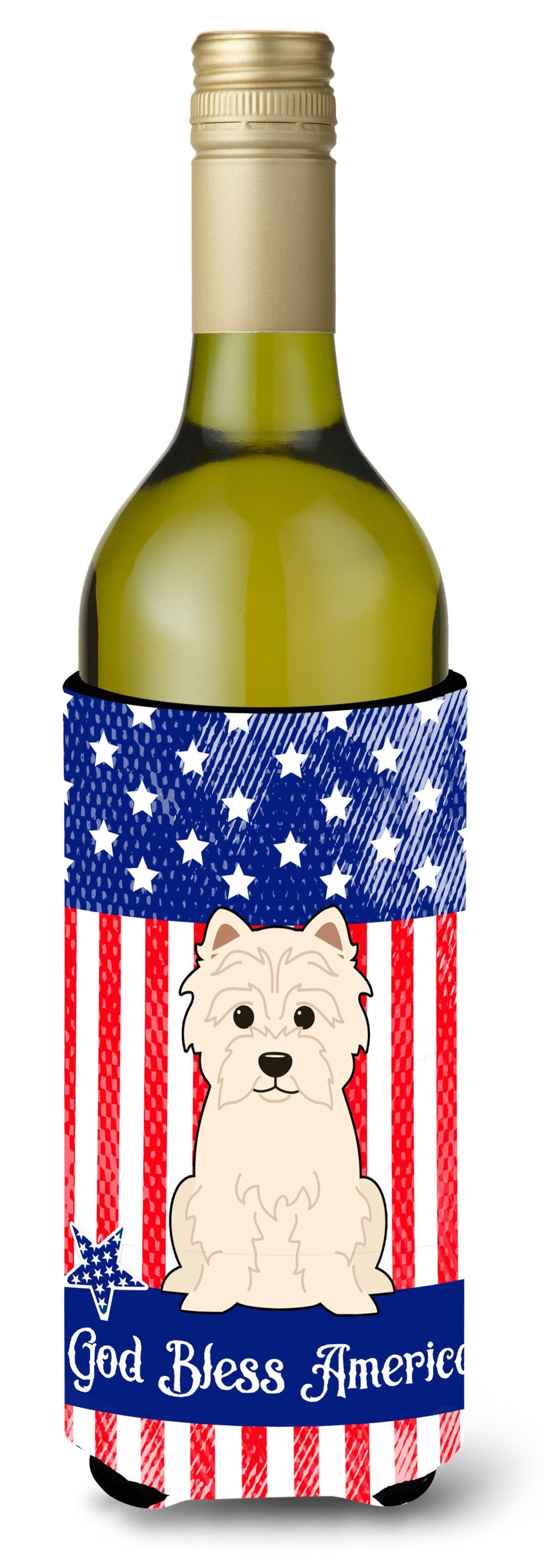 Patriotic USA Westie Wine Bottle Beverge Insulator Hugger by Caroline&#39;s Treasures
