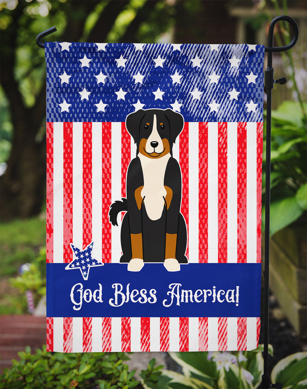 Patriotic USA Appenzeller Sennenhund Flag Garden Size  the-store.com.
