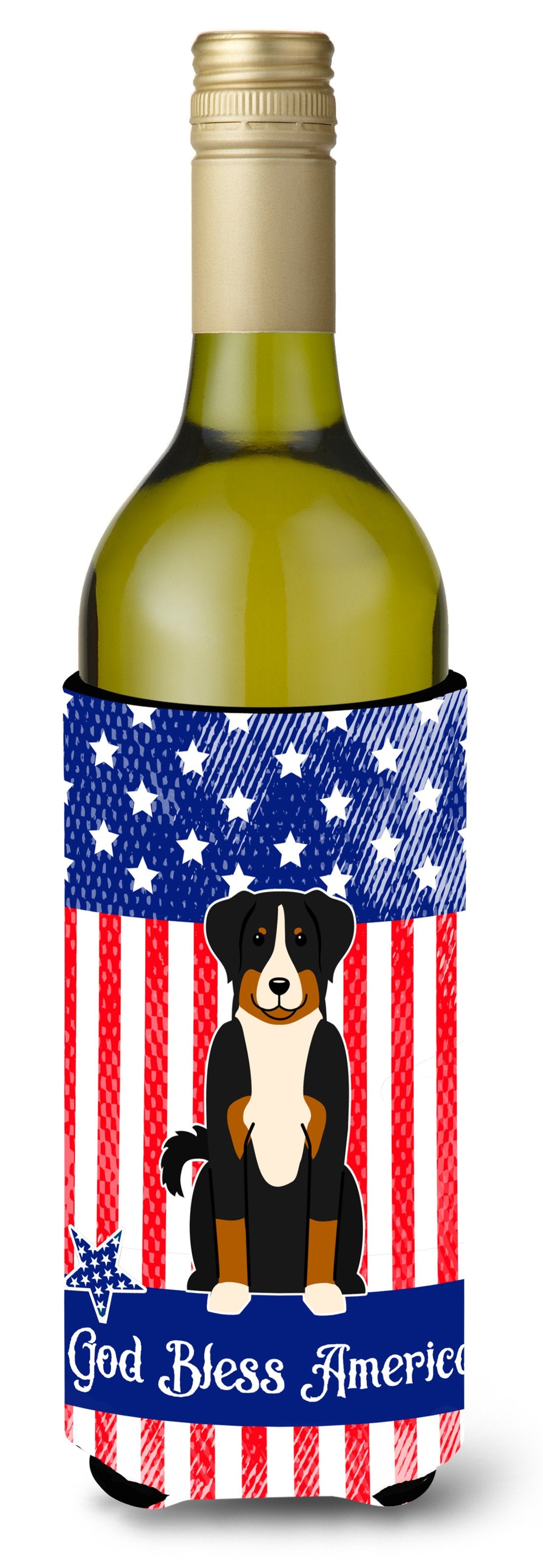 Patriotic USA Appenzeller Sennenhund Wine Bottle Beverge Insulator Hugger BB3038LITERK by Caroline&#39;s Treasures