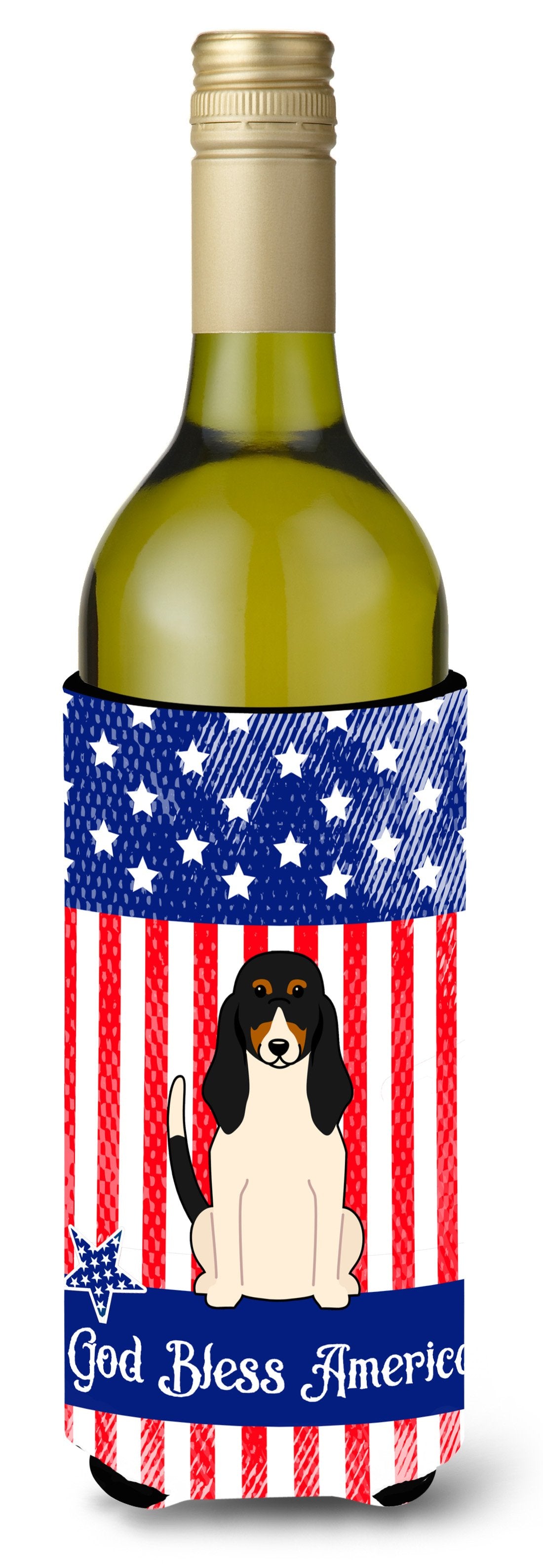 Patriotic USA Swiss Hound Wine Bottle Beverge Insulator Hugger by Caroline&#39;s Treasures