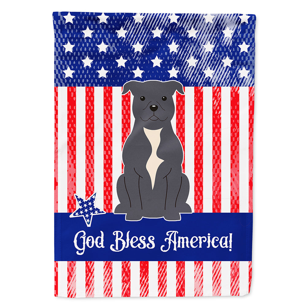 Patriotic USA Staffordshire Bull Terrier Blue Flag Canvas House Size BB3041CHF
