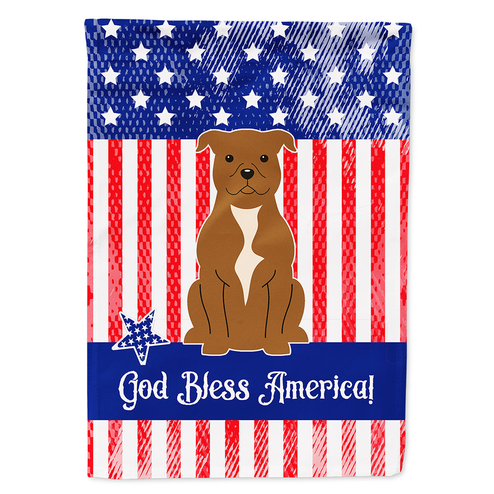 Patriotic USA Staffordshire Bull Terrier Brown Flag Canvas House Size BB3042CHF