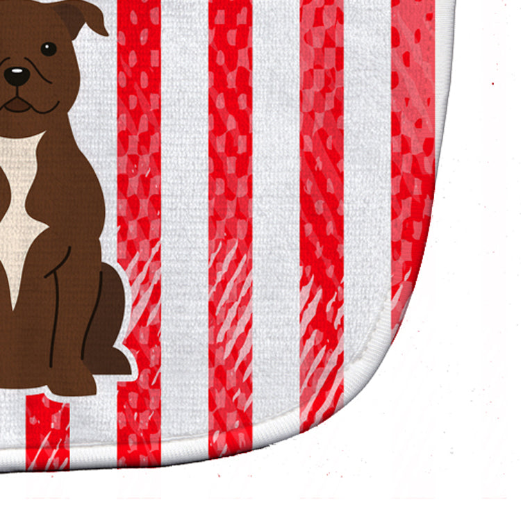Patriotic USA Staffordshire Bull Terrier Chocolate Baby Bib BB3043BIB - the-store.com