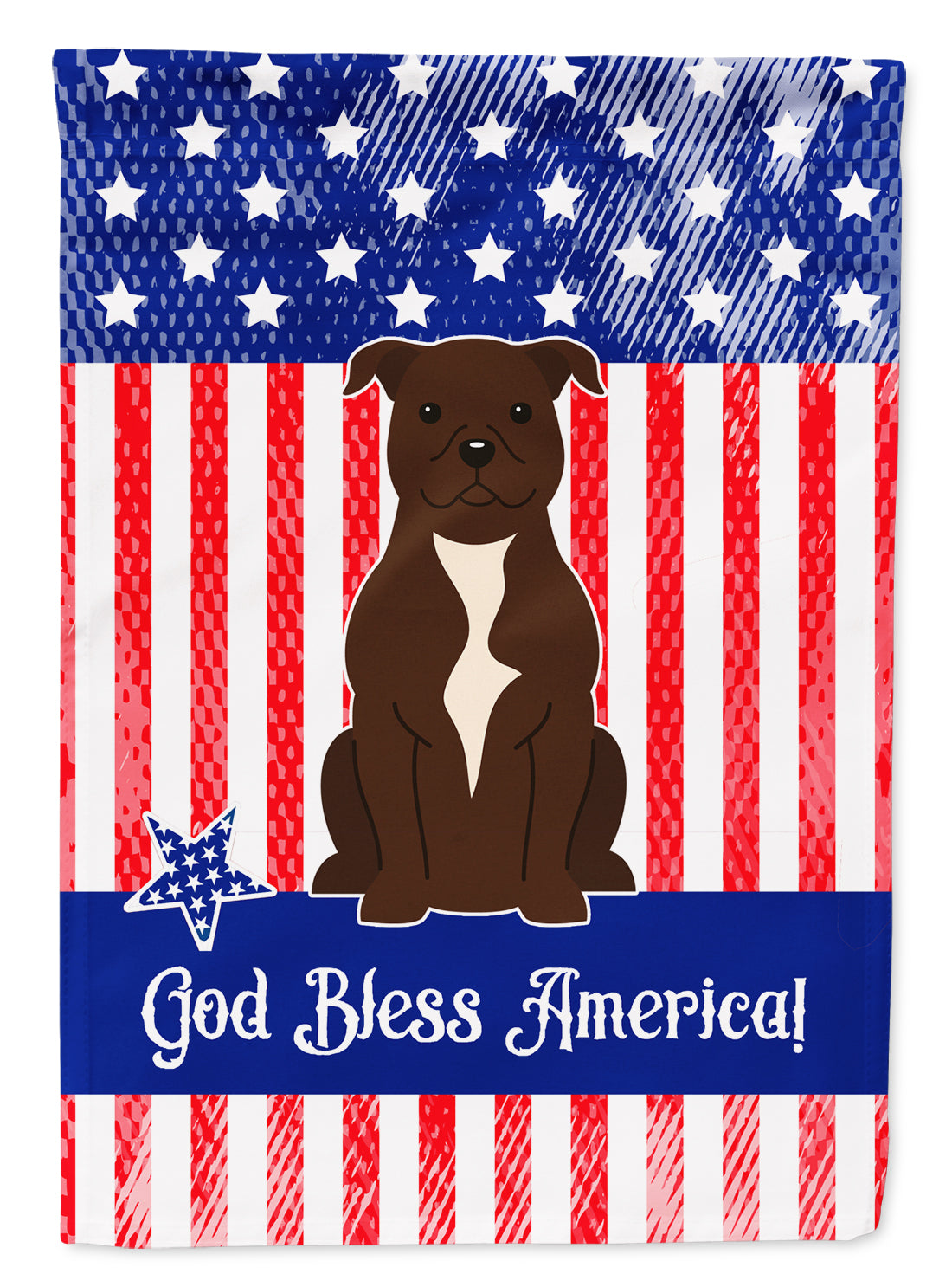 Patriotic USA Staffordshire Bull Terrier Chocolate Flag Garden Size BB3043GF