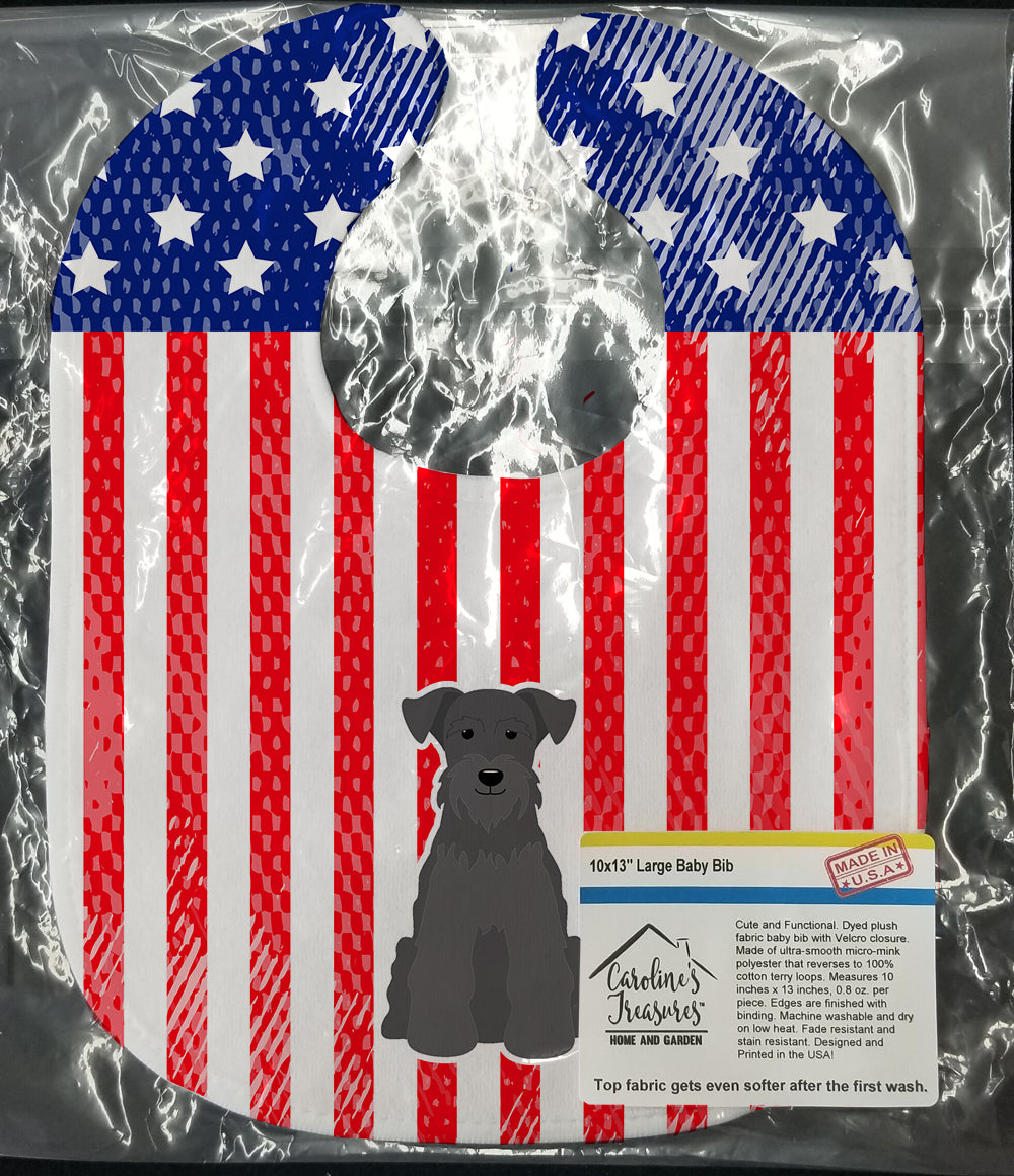 Patriotic USA Miniature Schanuzer Black Baby Bib BB3046BIB - the-store.com